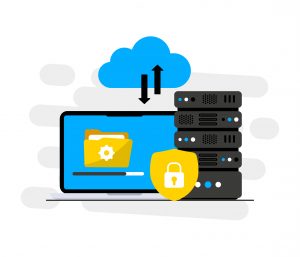 Illustration Serverdaten werden durch Cloud-Backup vor Schad-Software geschützt